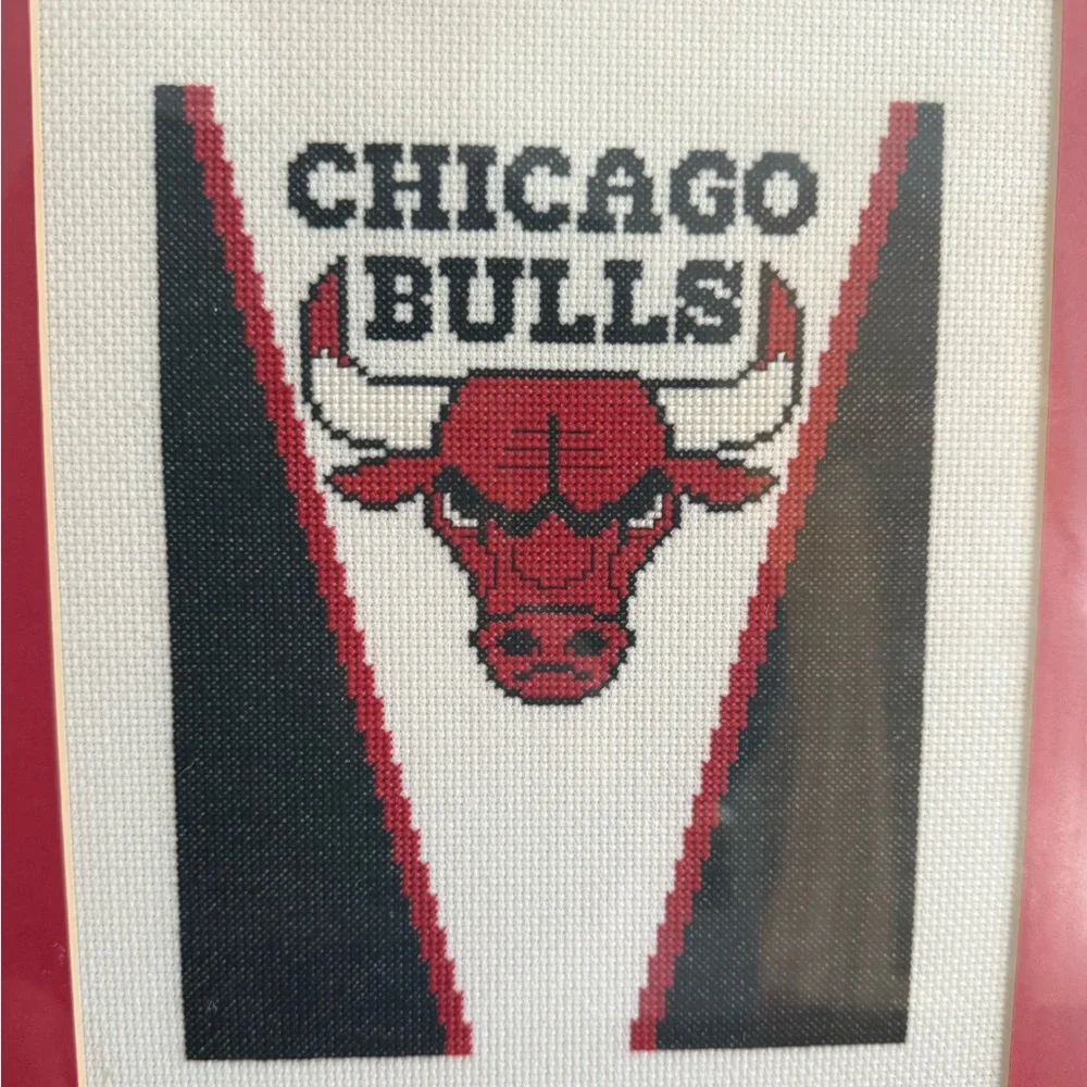 Chicago Bulls Custom Framed Cross Stitch Art